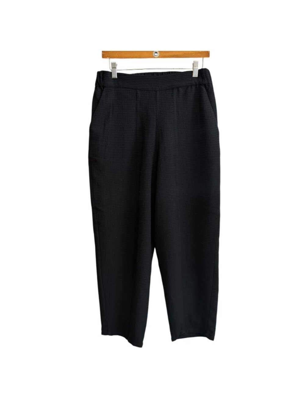 NINObrand Palomar Minimalist Lagenlook Lagom Scandi Waffle Pullon Pants Black S